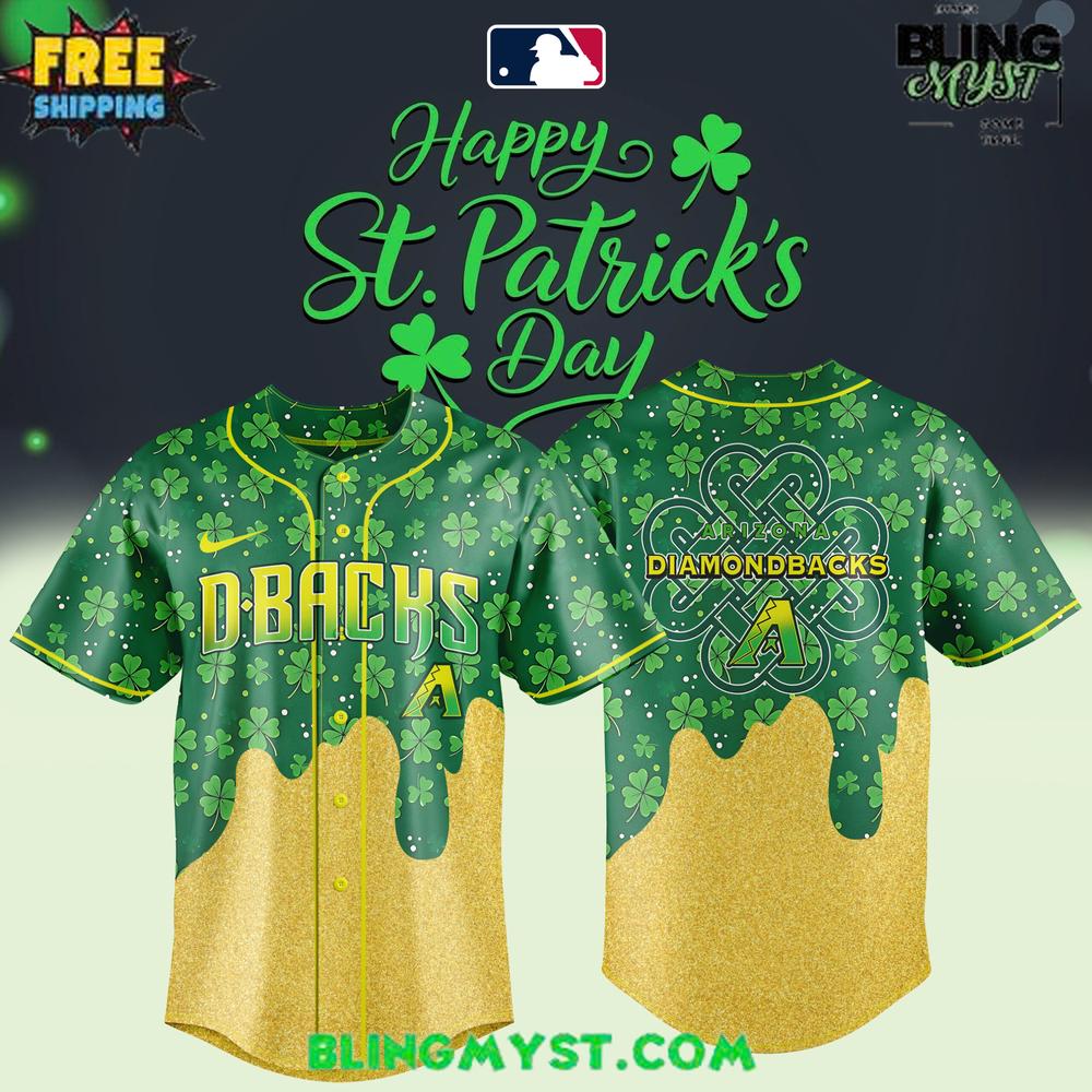 Arizona Diamondbacks St. Patrick’s Day Baseball Jersey – Lucky Gold Drip Edition