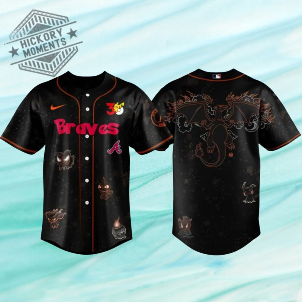 Atlanta Braves X Pokemon 30Th Anniversary Edition Baseball Jersey