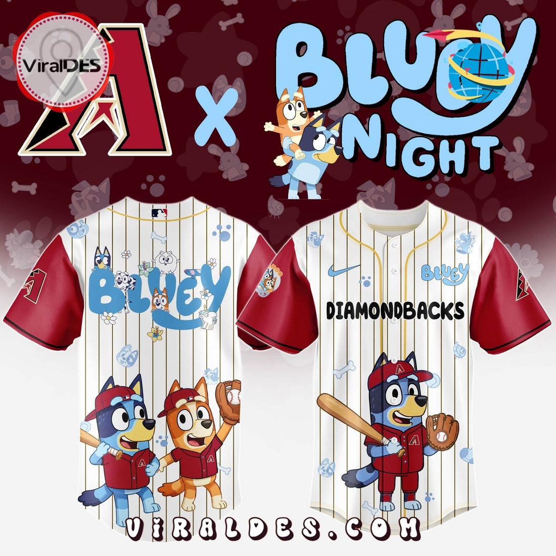 Arizona Diamondbacks MLB Bluey And Bingo Baseball Jersey