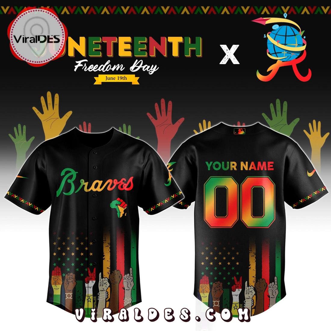 Atlanta Braves Custom MLB Juneteenth Baseball Jersey