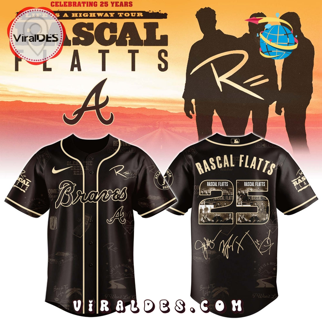 Atlanta Braves MLB x Rascal Flatts Life Is a Highway Tour Jersey