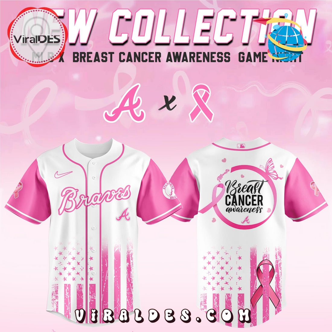 Atlanta Braves x Breast Cancer Awareness Game Night Baseball Jersey