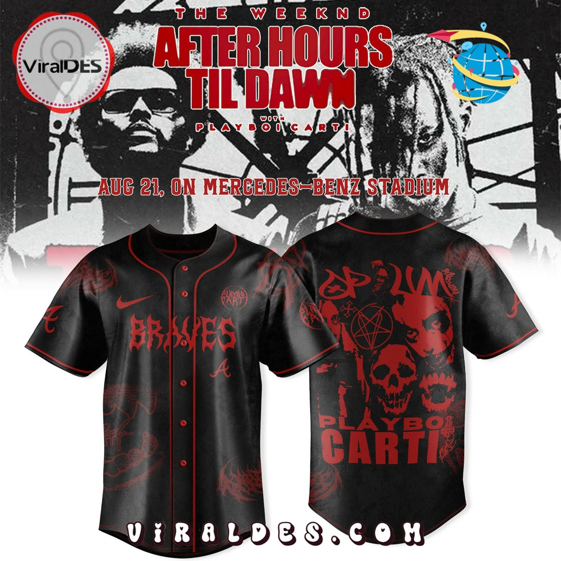 Atlanta Braves x Playboi Carti The Weeknd's Tour Jersey