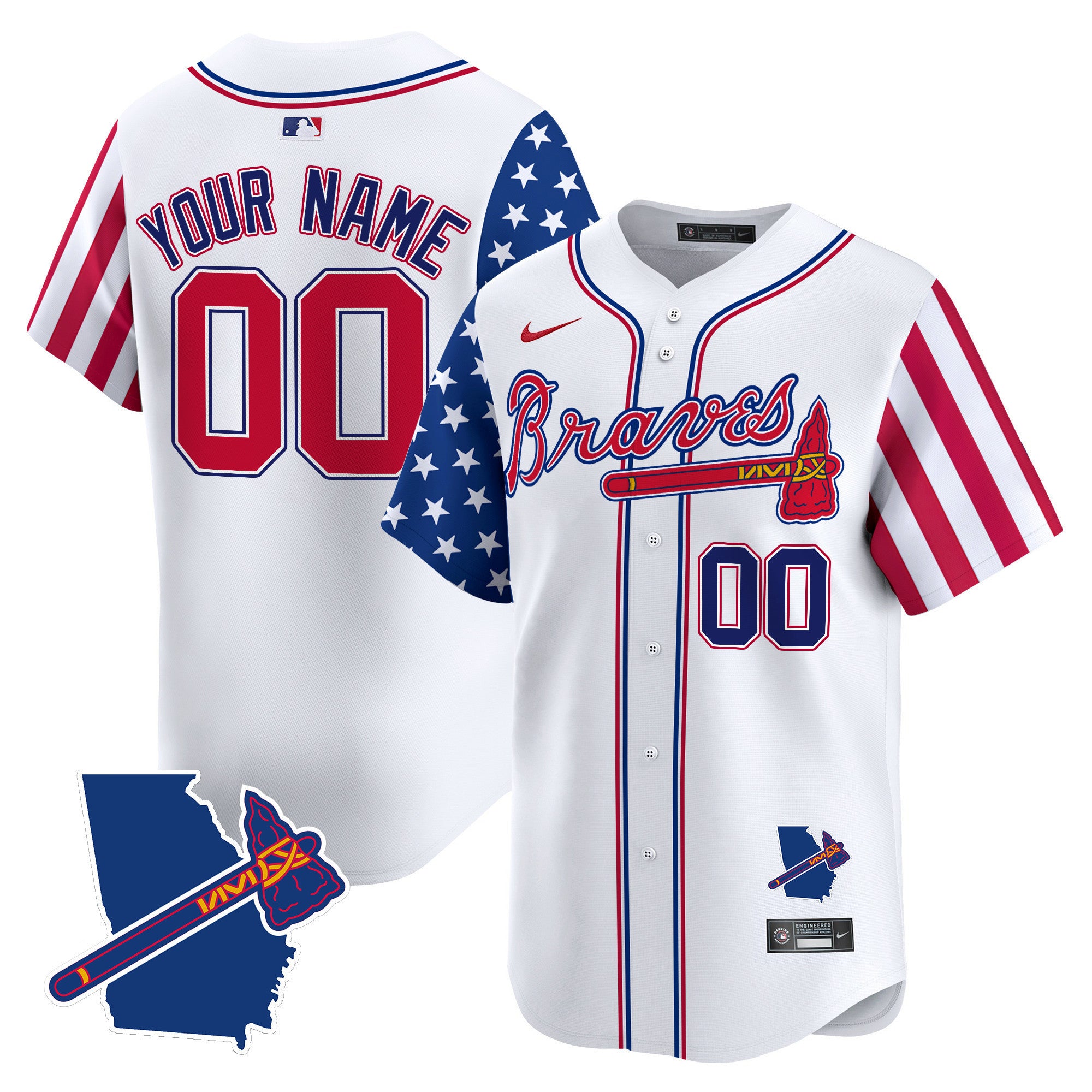 Atlanta Braves 2025 Independence Day Vapor Premier Limited Custom Jersey V2 - All Stitched