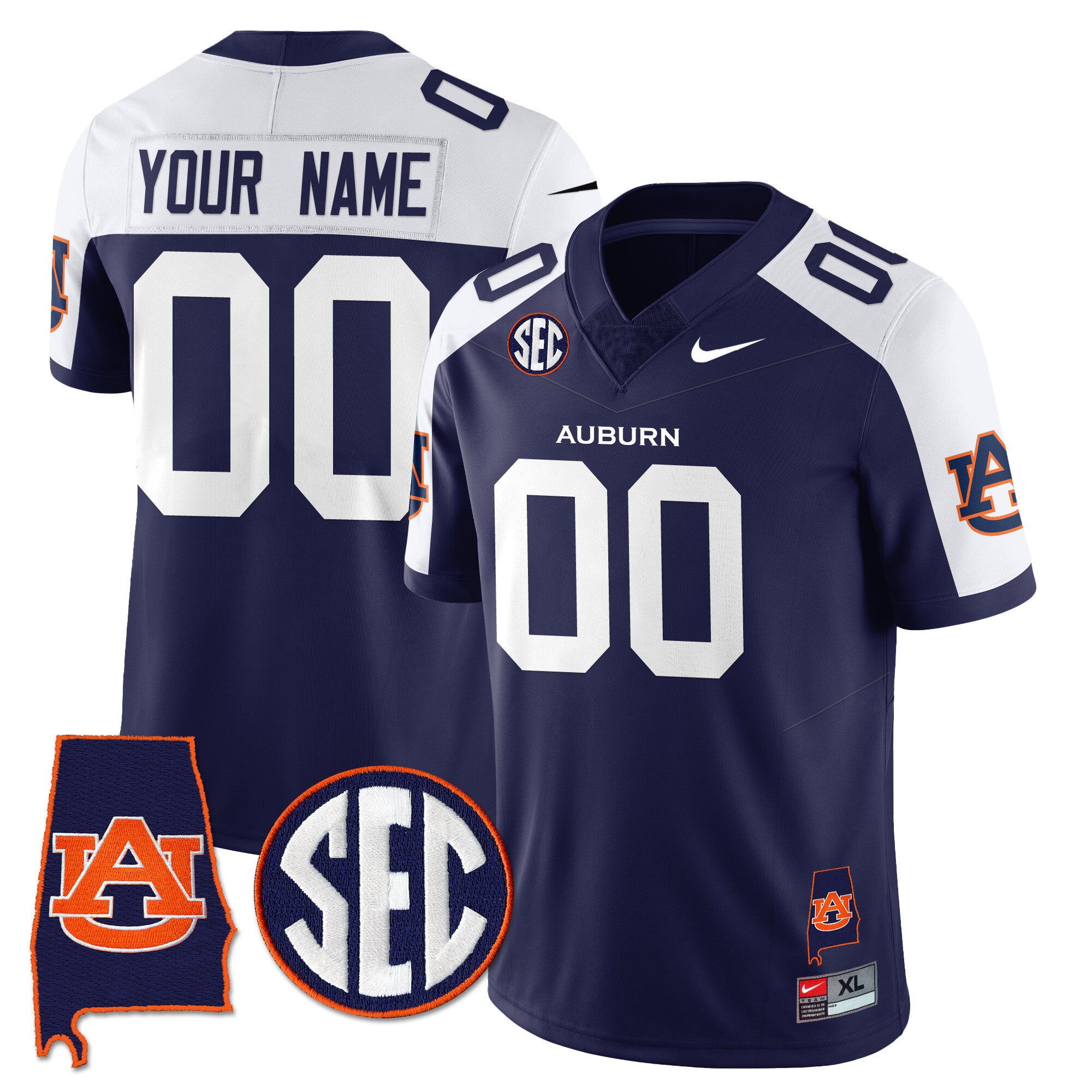 Auburn Tigers Alabama Patch Vapor Limited Custom Jersey - All Stitched