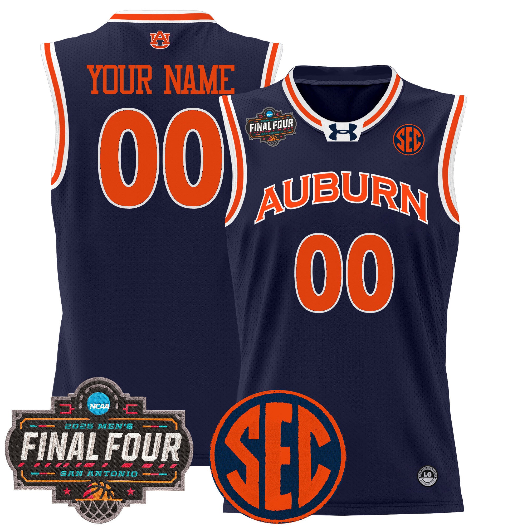 Auburn Tigers 2025 Final Four Patch Lightweight Basketball Custom Jersey - All Stitched
