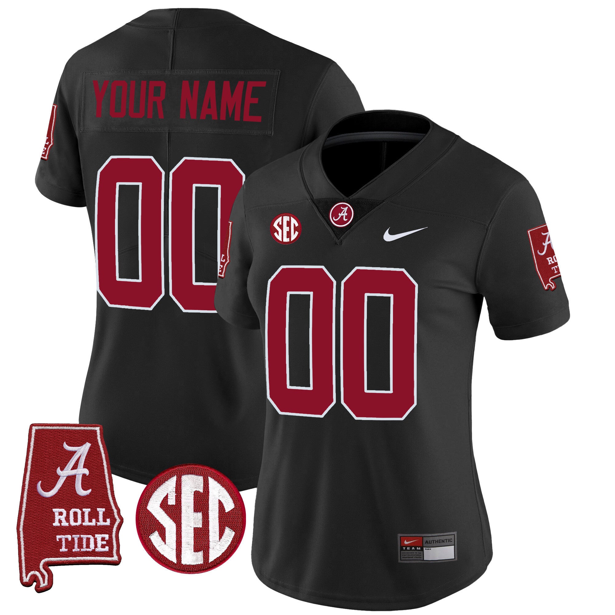 Alabama Crimson Tide Vapor Limited Custom Jersey V3 - Alabama Map - All Stitched